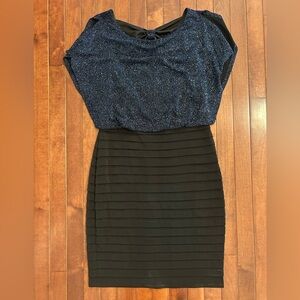 Melrose Sparkly Blue and Black Evening Dress Size 6